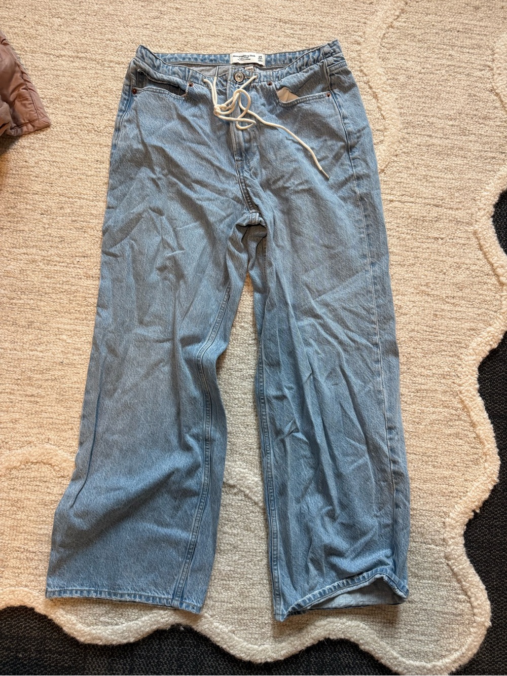 Abercrombie & Fitch Light Blue Wide-Leg Denim Jeans Curvw Love 25 short